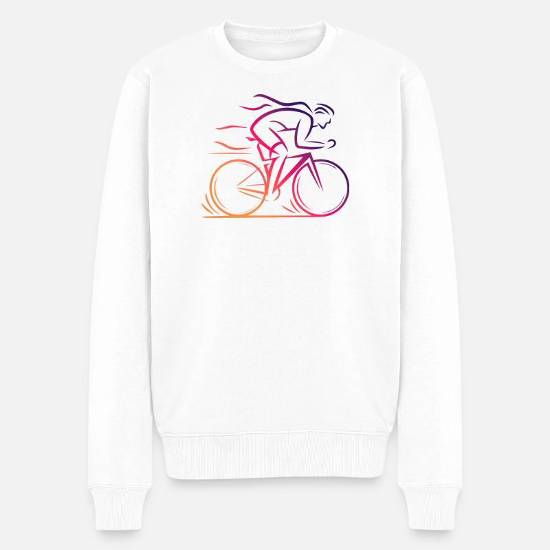 Minimalistisches Fahrraddesign - Männer Premium Bio Pullover - Weiß