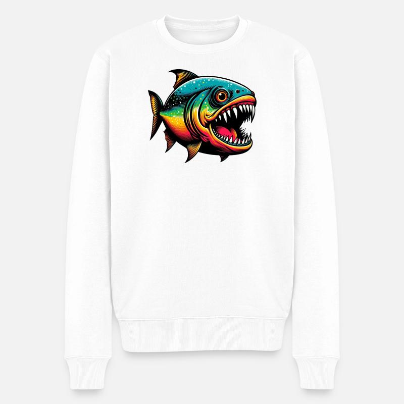 Piranha - Männer Premium Bio Pullover - Weiß