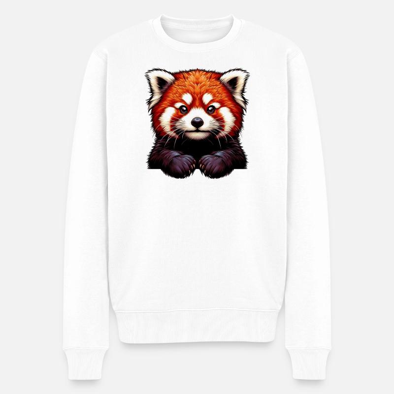 Kleiner Panda - Männer Premium Bio Pullover - Weiß