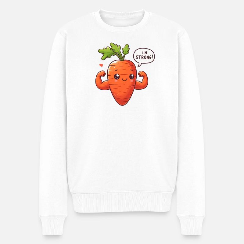 Carotte Kawaii Musclée - Pull Premium bio Homme - blanc