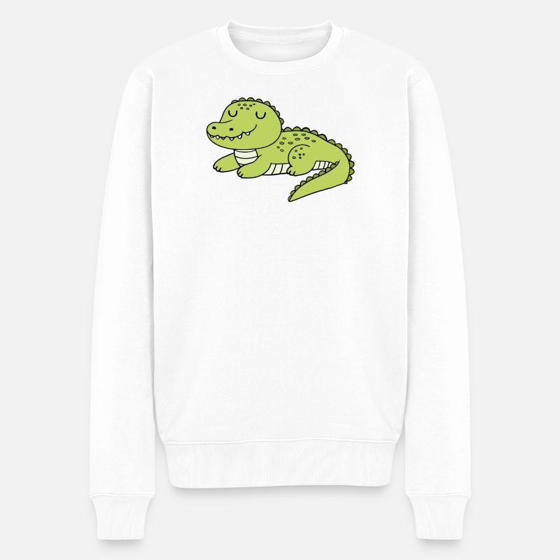 Krokodil - Männer Premium Bio Pullover - Weiß