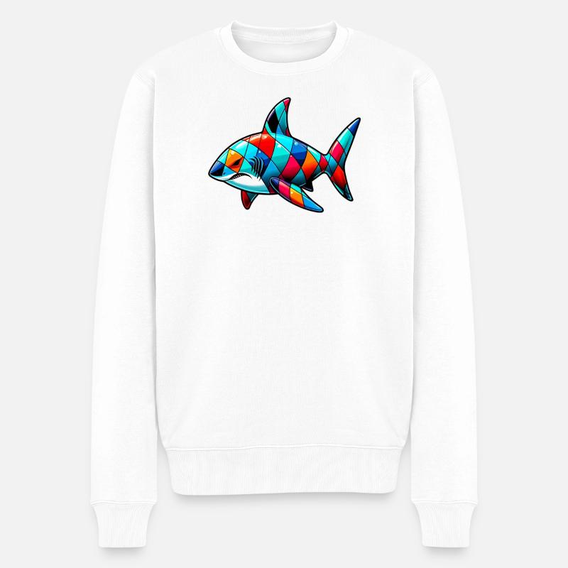 Hai - Männer Premium Bio Pullover - Weiß