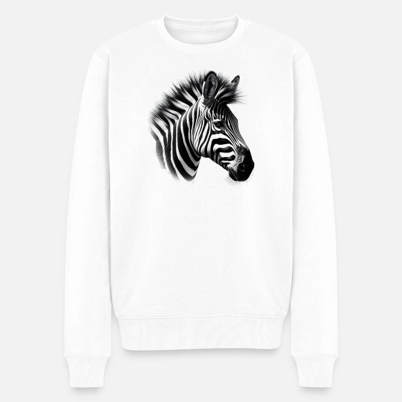 Zebra - Männer Premium Bio Pullover - Weiß