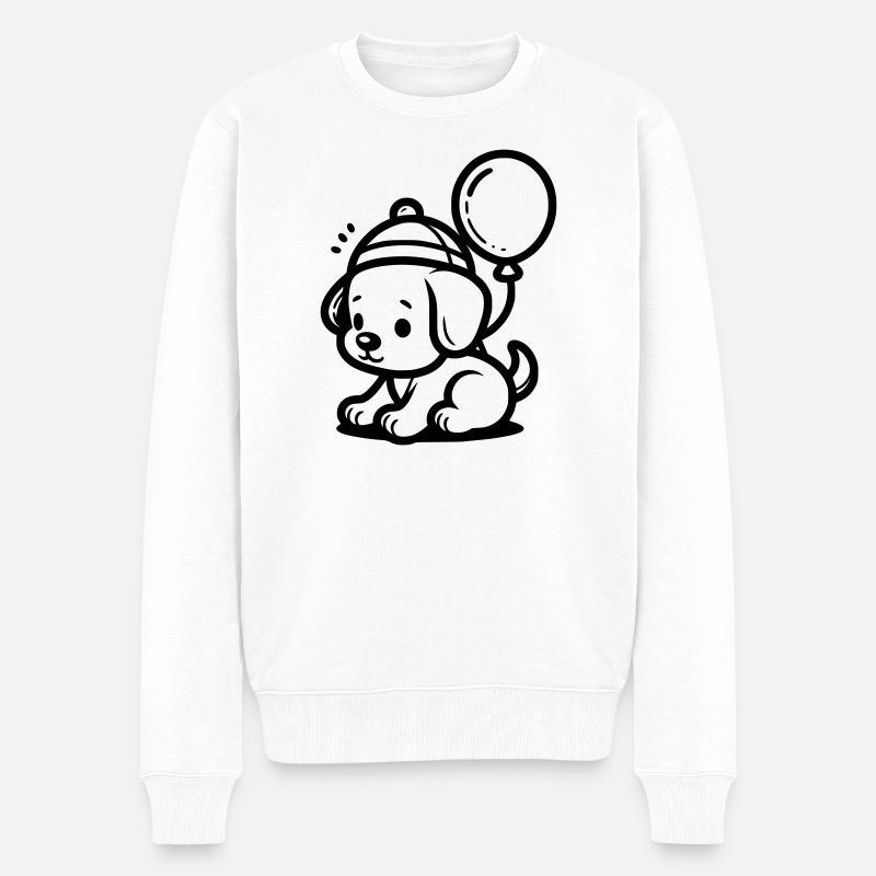 Hundewelpe - Männer Premium Bio Pullover - Weiß