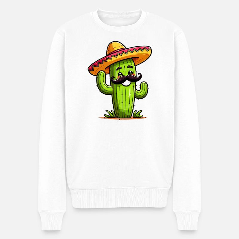 Kaktus - Männer Premium Bio Pullover - Weiß