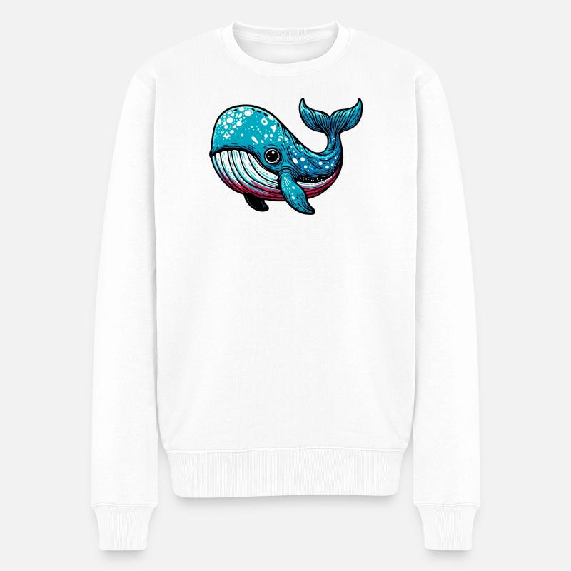 Wal - Männer Premium Bio Pullover - Weiß