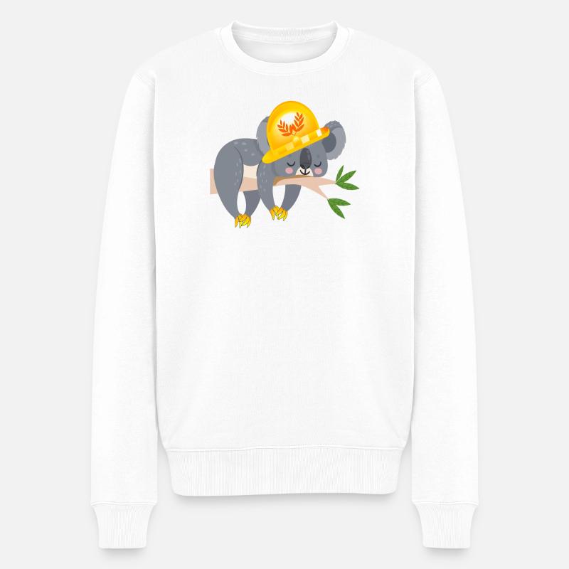 HANDWERKER KOALA BÄR - Männer Premium Bio Pullover - Weiß
