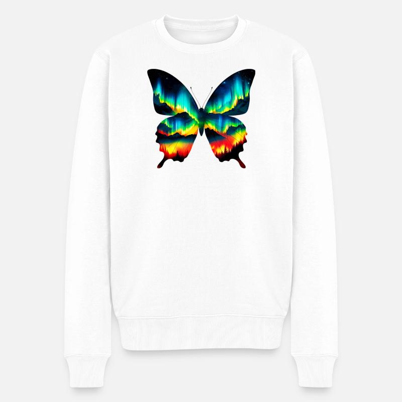 Schmetterling - Männer Premium Bio Pullover - Weiß