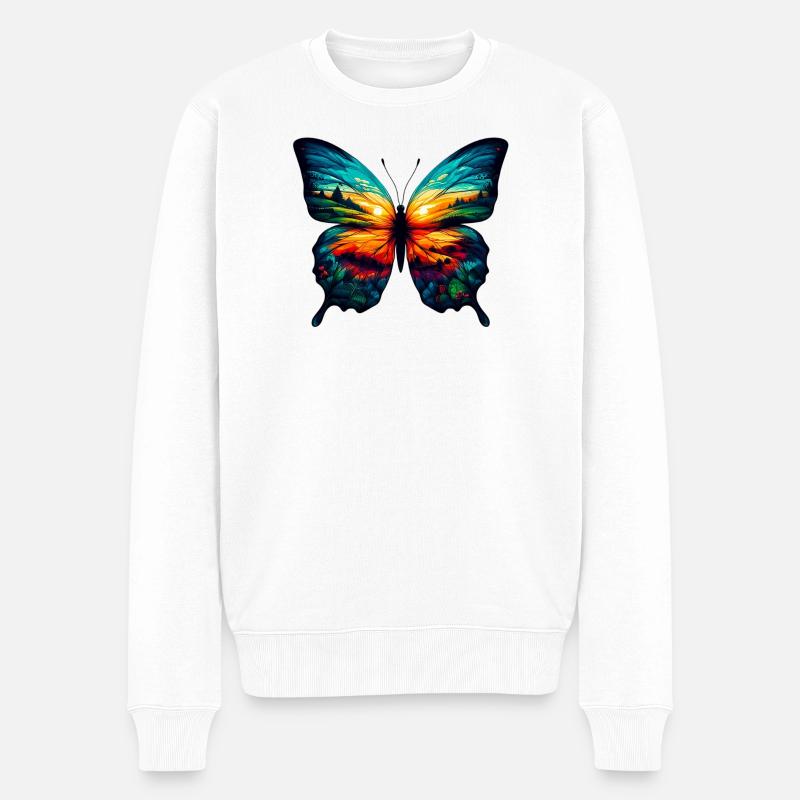 Schmetterling - Männer Premium Bio Pullover - Weiß