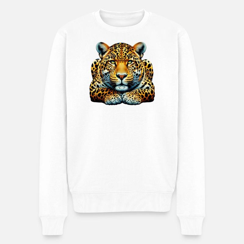 Leopard - Männer Premium Bio Pullover - Weiß