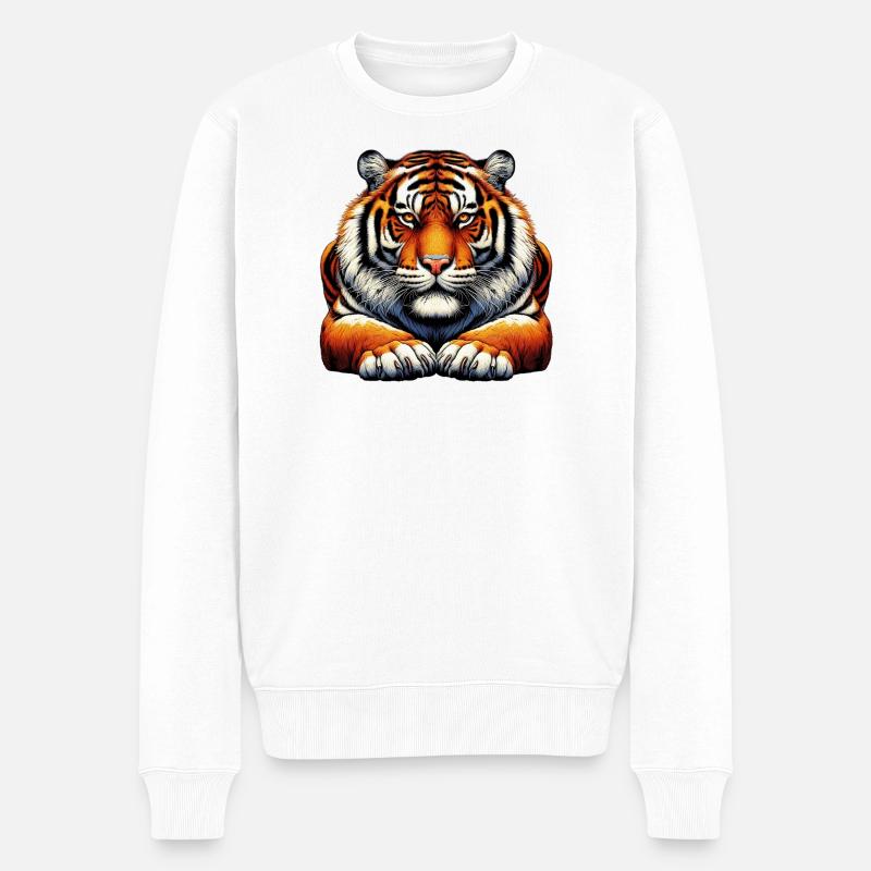 Tiger - Männer Premium Bio Pullover - Weiß