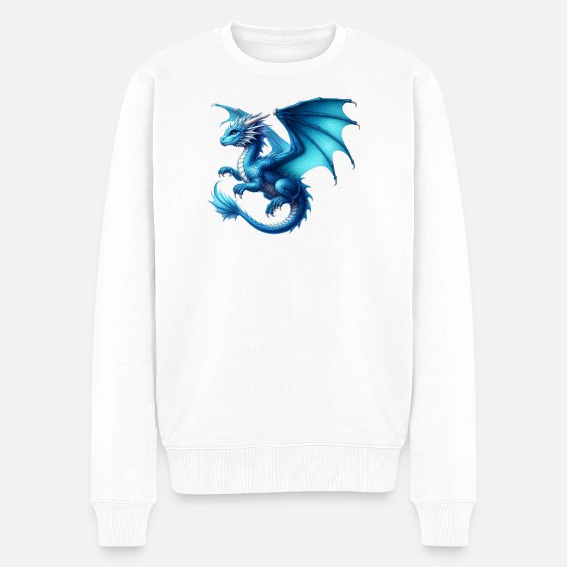 Drache - Männer Premium Bio Pullover - Weiß