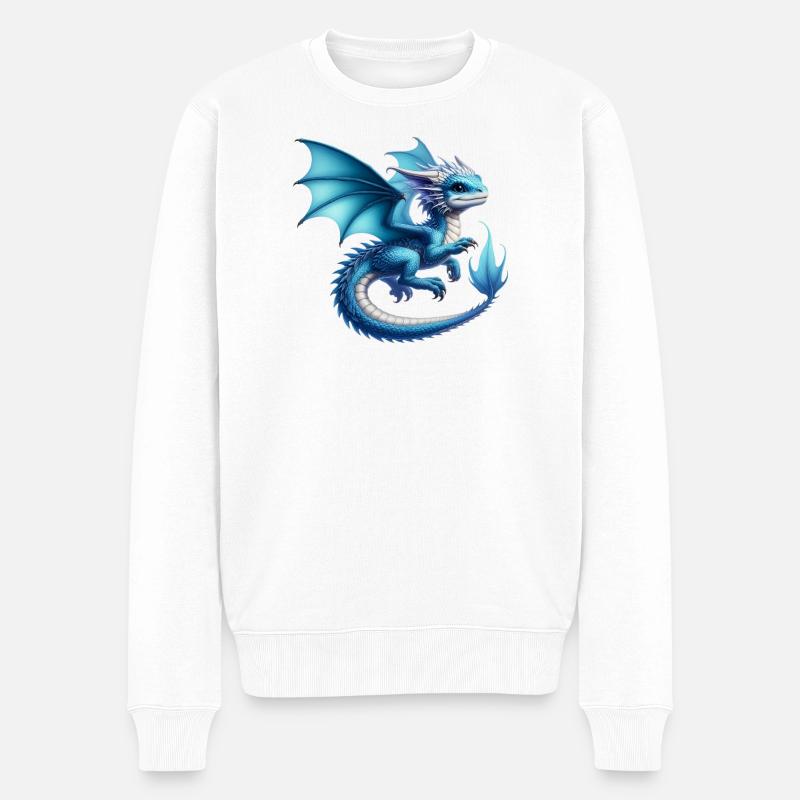 Drache - Männer Premium Bio Pullover - Weiß