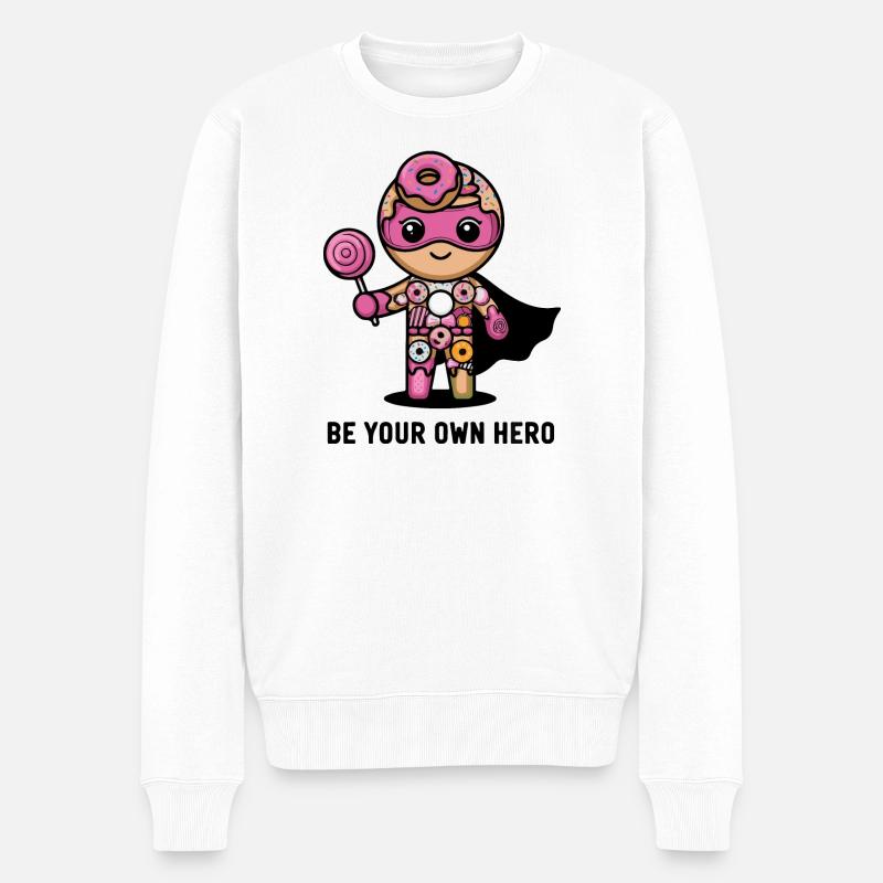 Sei dein eigener Helden-Donut-Charakter - Männer Premium Bio Pullover - Weiß