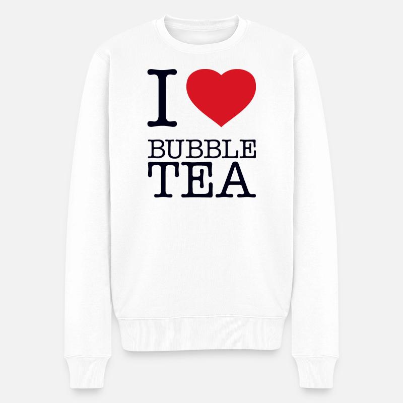 I LOVE BUBBLE TEA - Männer Premium Bio Pullover - Weiß