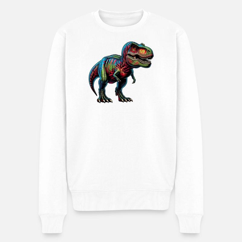 Dinosaurier - Männer Premium Bio Pullover - Weiß