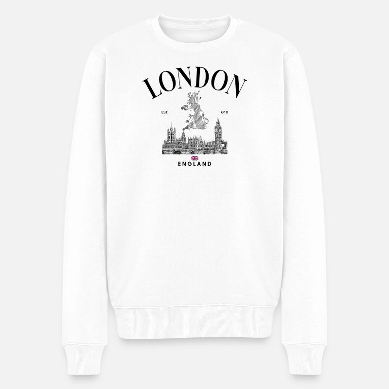 Tiny Union Jack auf Schwarz - Männer Premium Bio Pullover - Weiß