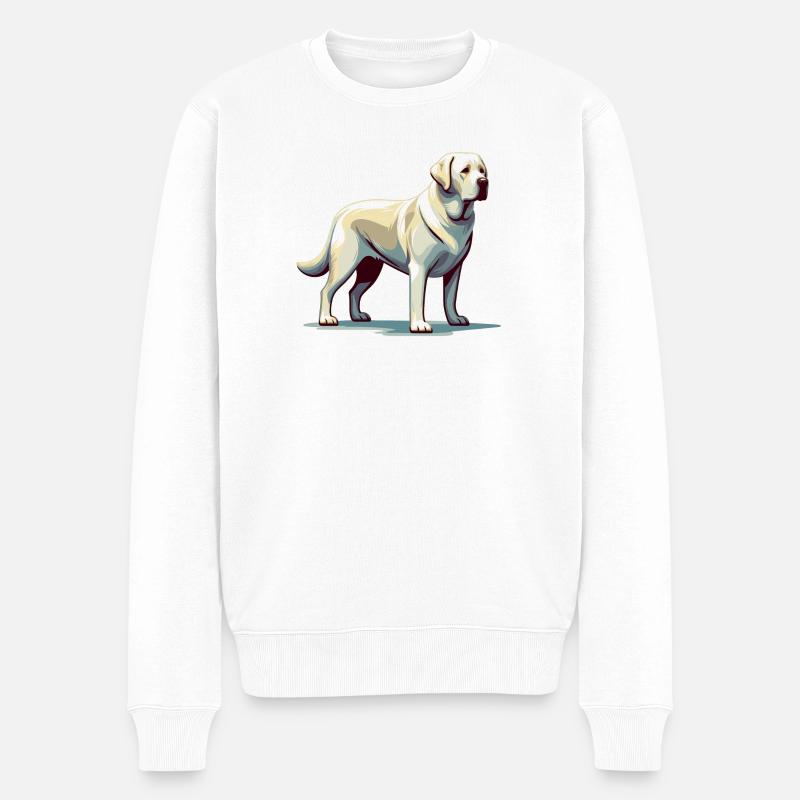 Labrador blanc debout - Pull Premium bio Homme - blanc