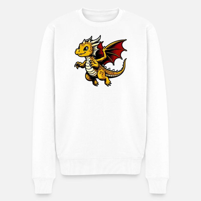 Drache - Männer Premium Bio Pullover - Weiß
