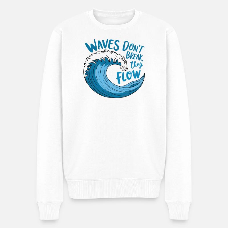 Fließendes Wellendesign - Männer Premium Bio Pullover - Weiß