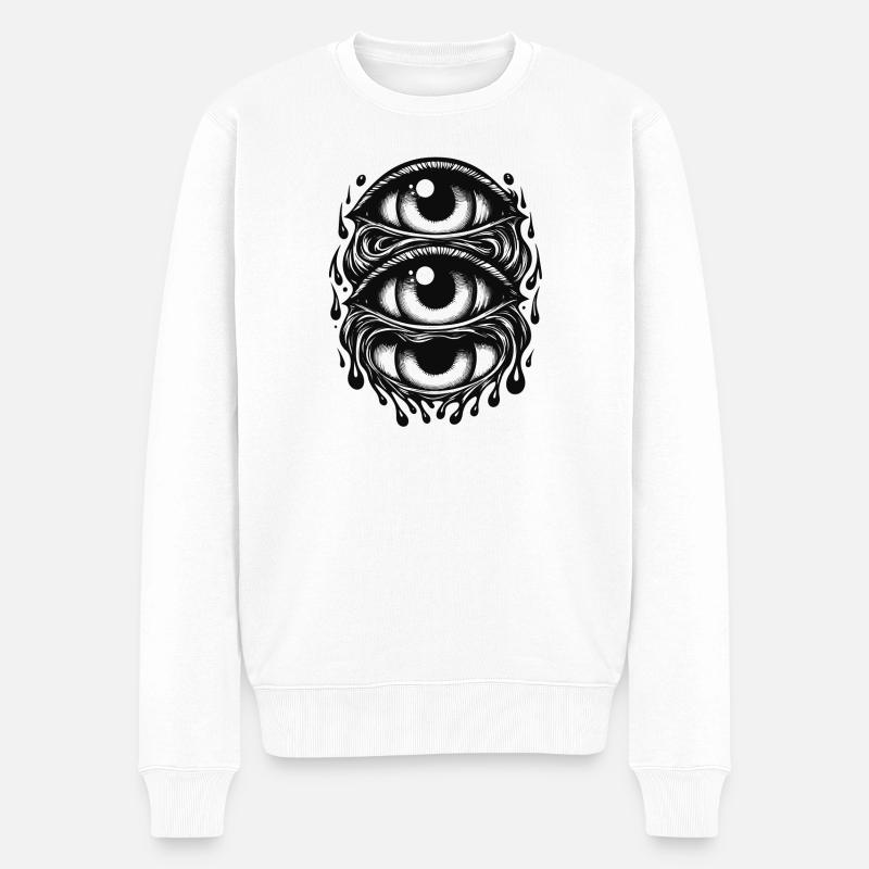magisches Auge - Männer Premium Bio Pullover - Weiß