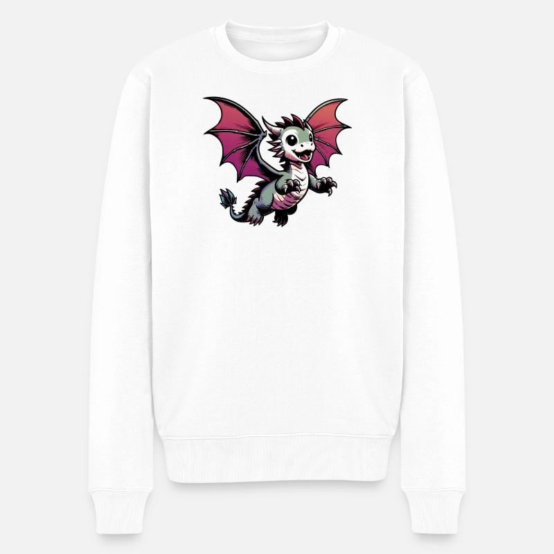 Drache - Männer Premium Bio Pullover - Weiß