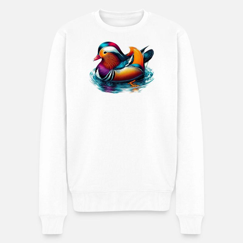 Mandarinente - Männer Premium Bio Pullover - Weiß