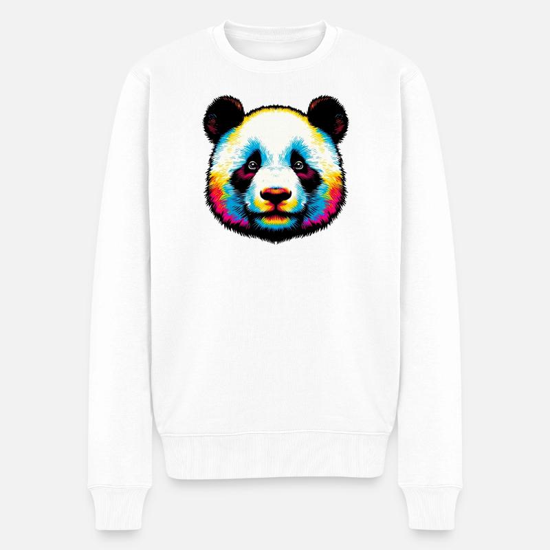 Panda - Männer Premium Bio Pullover - Weiß