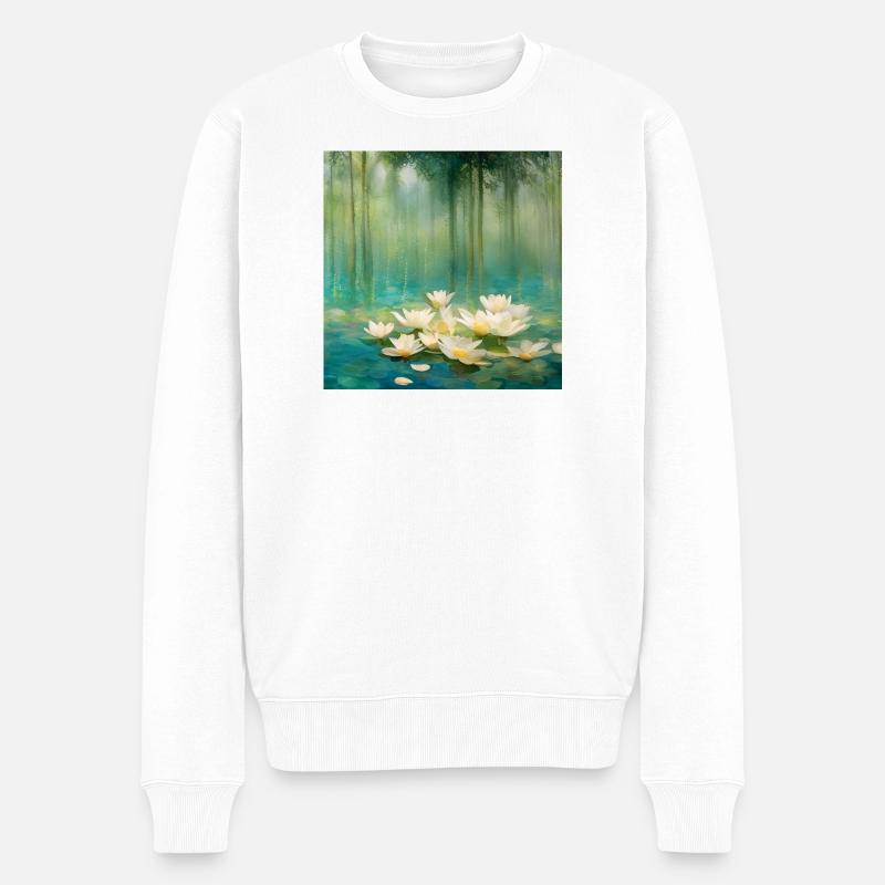 Seerosen - Männer Premium Bio Pullover - Weiß