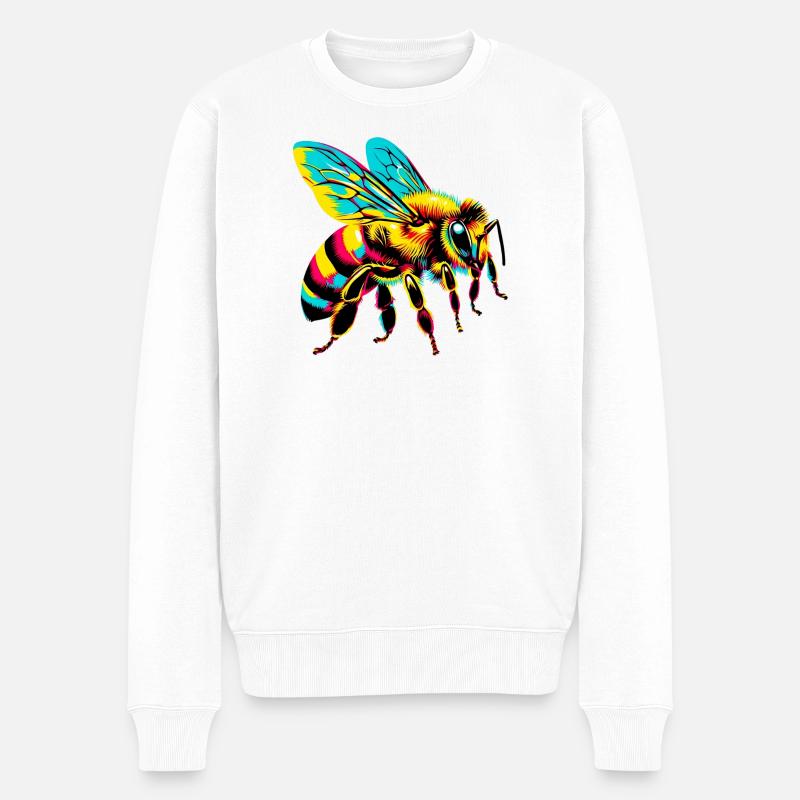 Biene - Männer Premium Bio Pullover - Weiß