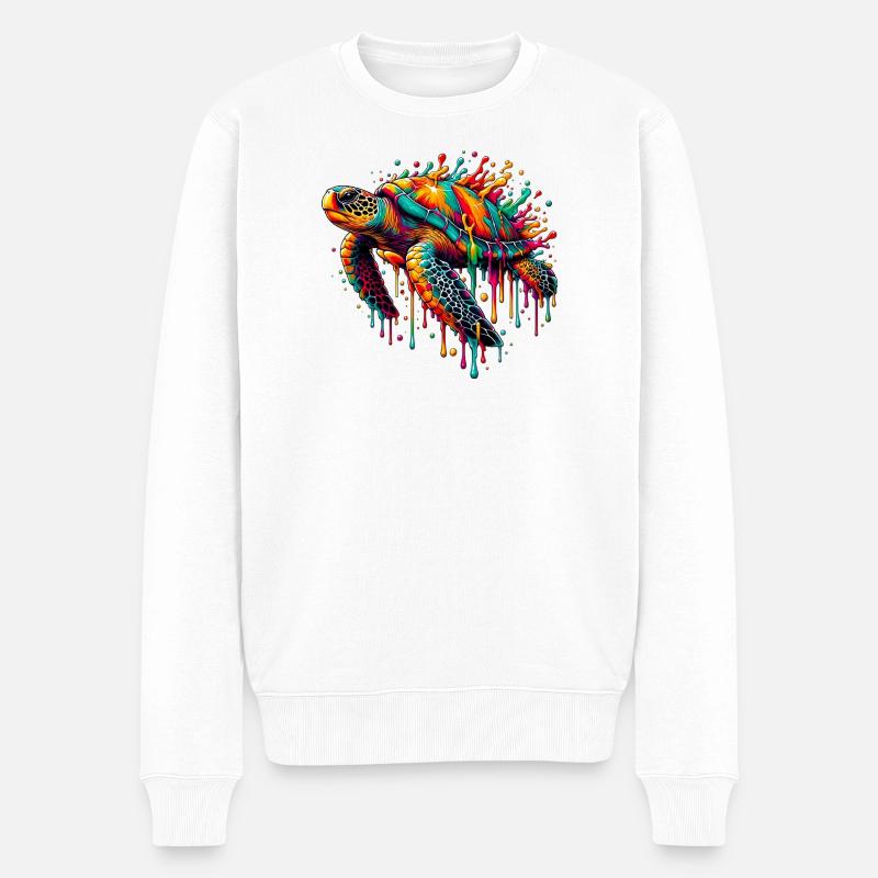 Schildkröte - Männer Premium Bio Pullover - Weiß