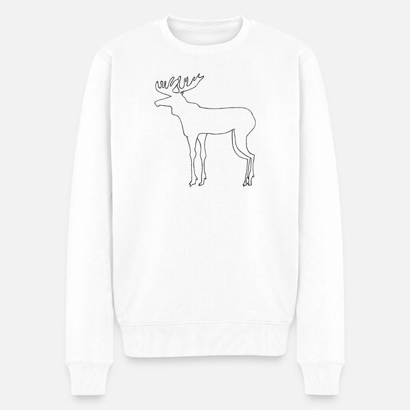 Elch - Männer Premium Bio Pullover - Weiß