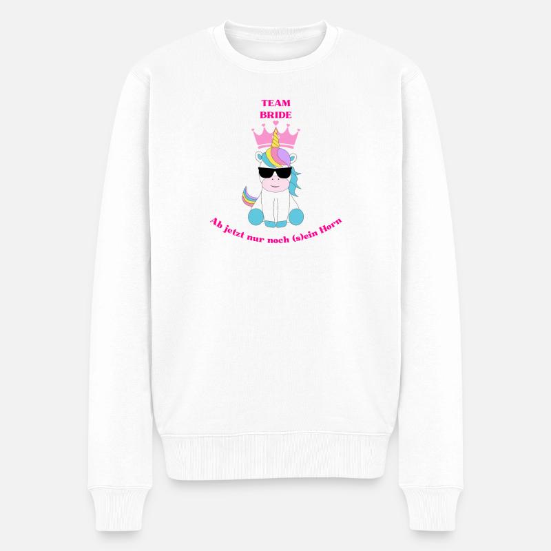 Shirt für Junggesellinnenabschied. Einhorn Logo. - Männer Premium Bio Pullover - Weiß