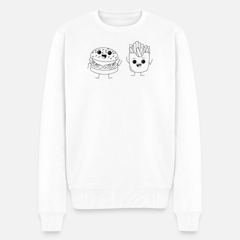 Burger & Fries 1 - Männer Premium Bio Pullover - Weiß
