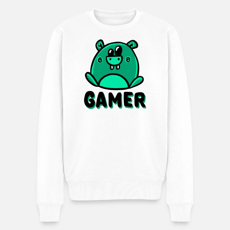 Nini Gamer - Männer Premium Bio Pullover - Weiß