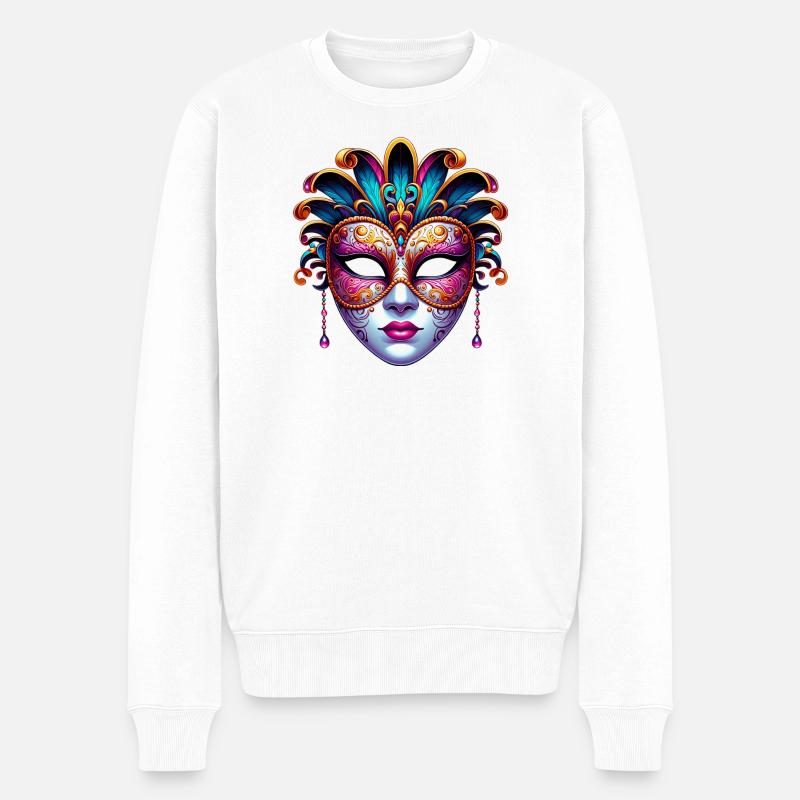 Masque du Carnaval de Venise - Pull Premium bio Homme - blanc