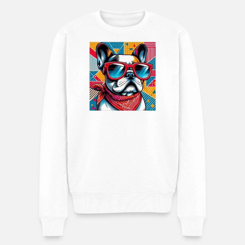 Französischer Bulldoggenhund - Männer Premium Bio Pullover - Weiß