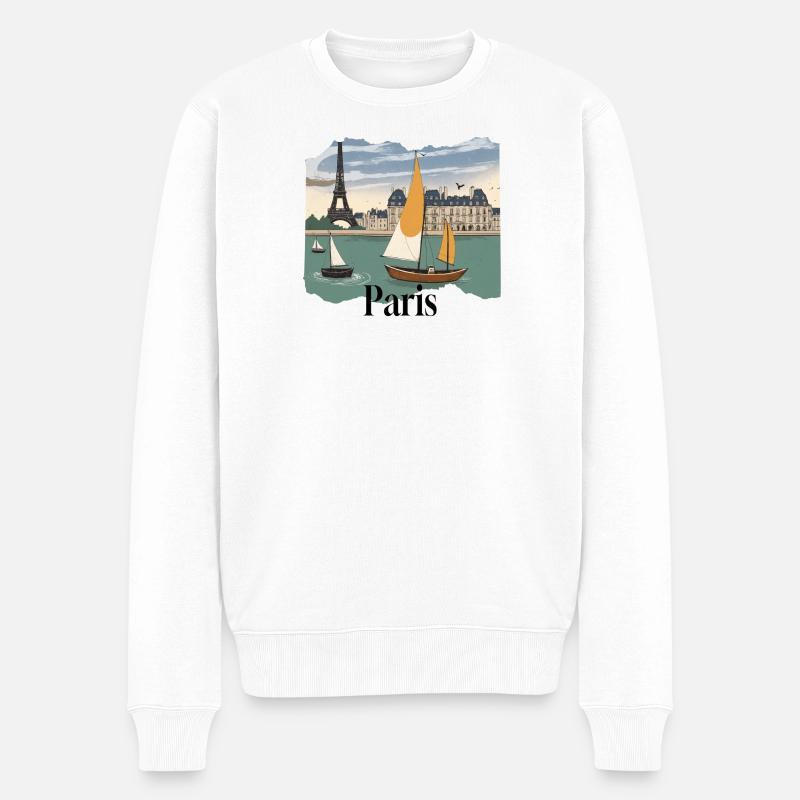 Paris : ses voiliers d’époque - Pull Premium bio Homme - blanc