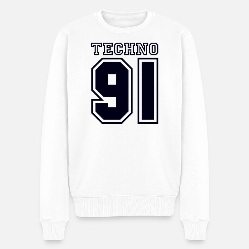 TECHNO 91 - Männer Premium Bio Pullover - Weiß