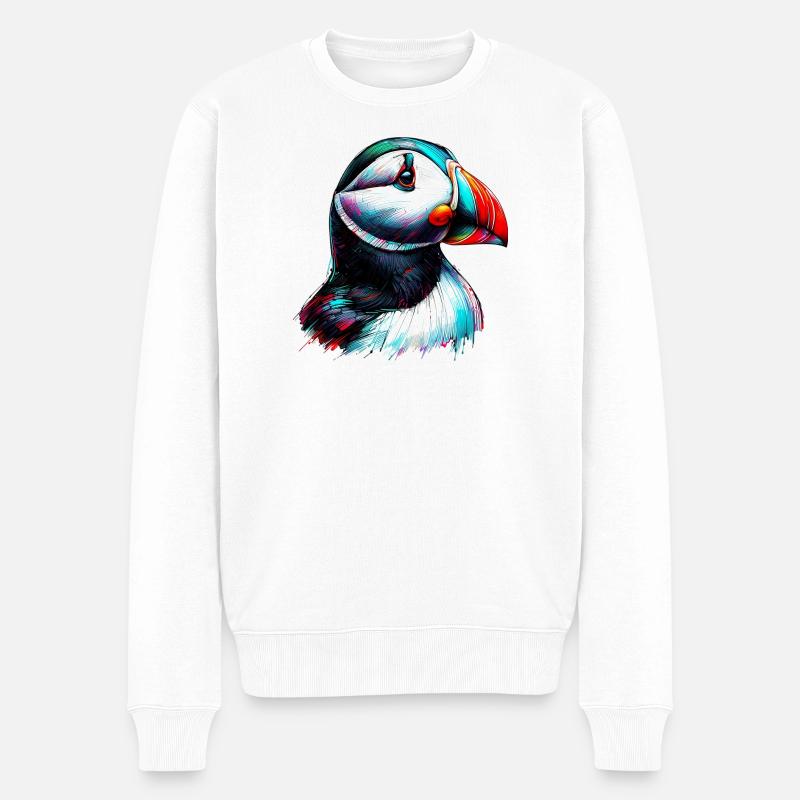 Papageitaucher - Männer Premium Bio Pullover - Weiß