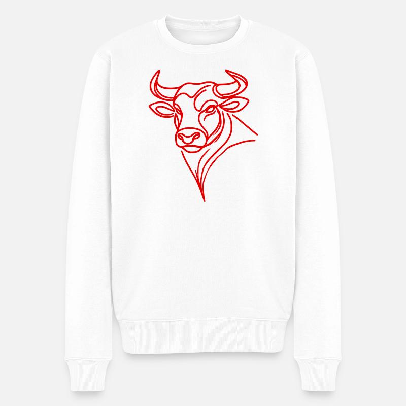 Stier rot - Männer Premium Bio Pullover - Weiß