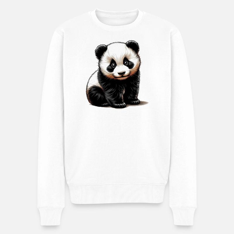Panda - Männer Premium Bio Pullover - Weiß