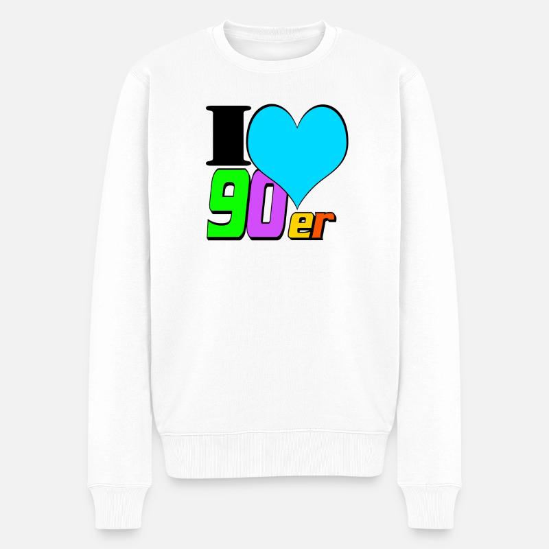 90er Party , Mottoparty , 90er Jahre Love (25) - Männer Premium Bio Pullover - Weiß