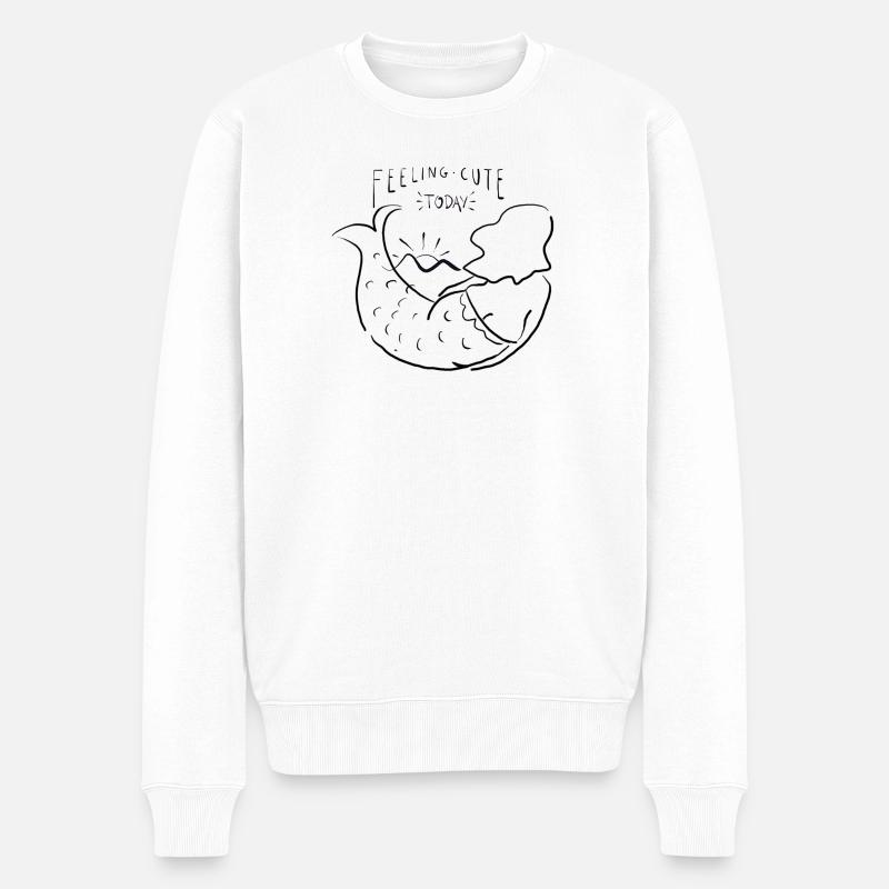 Feeling cute mermaid - Männer Premium Bio Pullover - Weiß