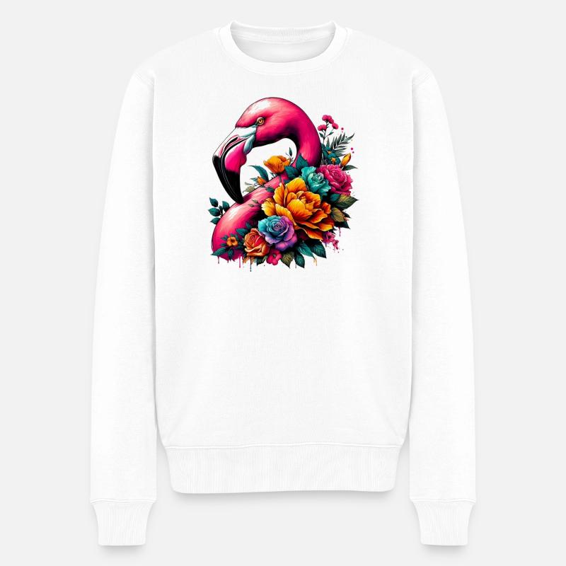 Flamingo - Männer Premium Bio Pullover - Weiß
