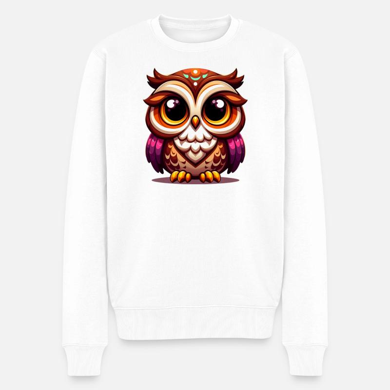 Eule - Männer Premium Bio Pullover - Weiß