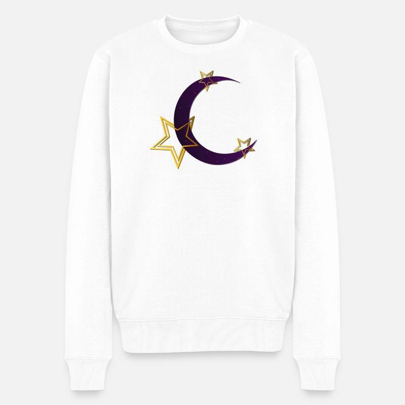 Mondsichel, Sternen outlines, Schlafzimmer Deko - Männer Premium Bio Pullover - Weiß