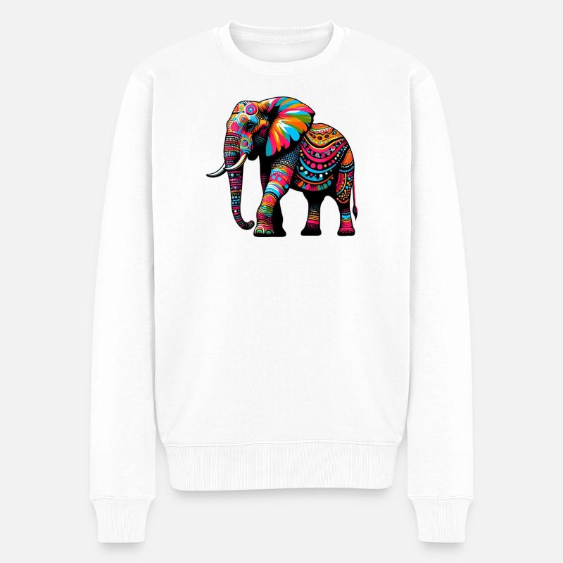 Elefant - Männer Premium Bio Pullover - Weiß