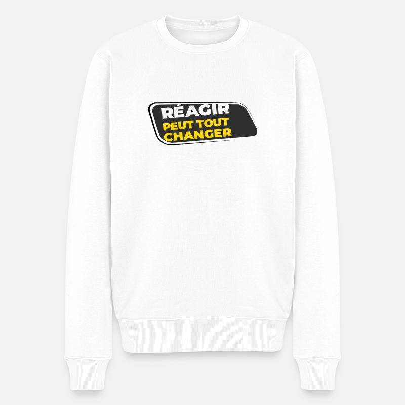 Réagir peut tout changer - Pull Premium bio Homme - blanc