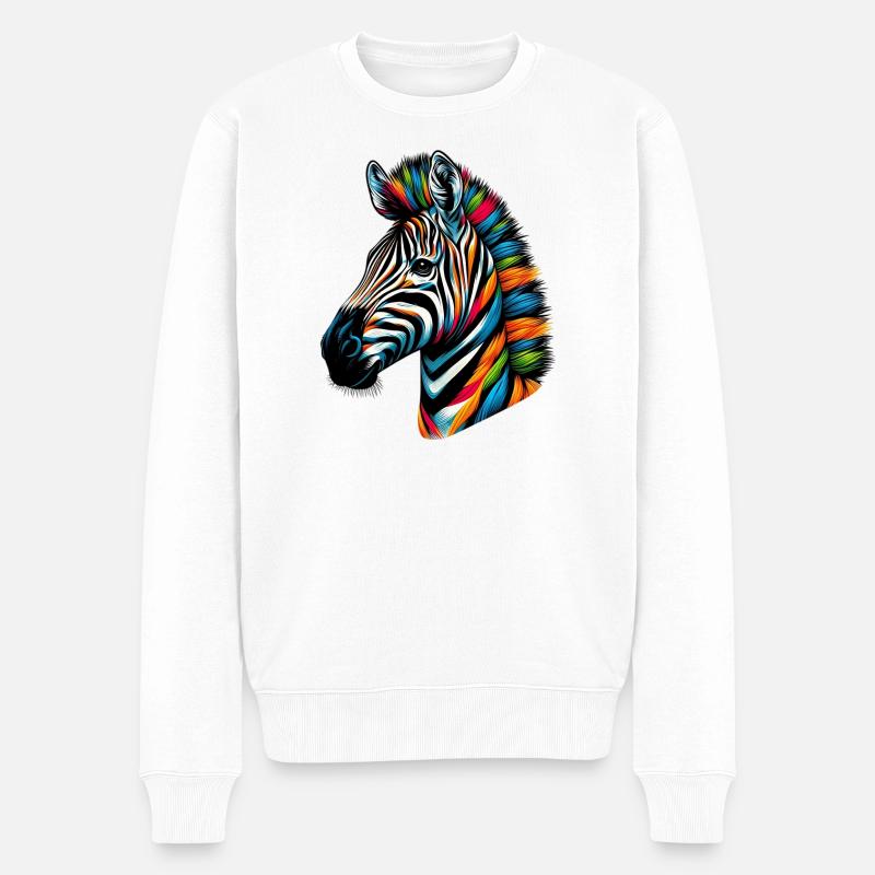 Zebra - Männer Premium Bio Pullover - Weiß